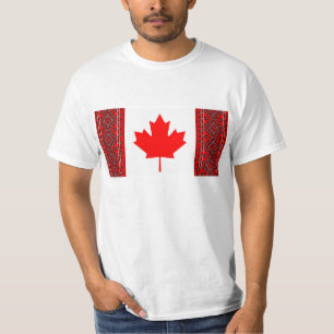 Canada Flag with Red / BlackUkrainian Cross Stitch T-Shirt