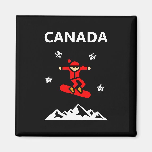 Canada Flying Red Snowboarder Colour Magnet (Front)