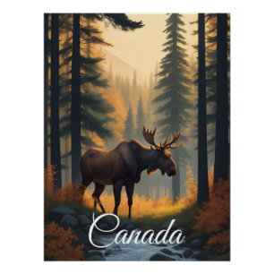 Canada Forest Moose Travel Poster