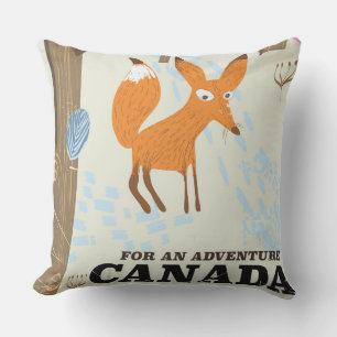 Canada Fox vintage travel poster Cushion