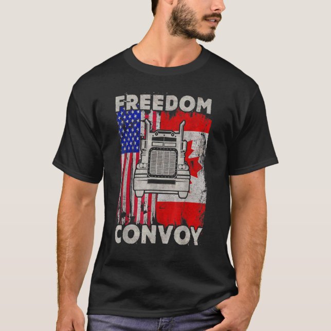 Canada Freedom Convoy 2022 Canadian Truckers Suppo T-Shirt (Front)