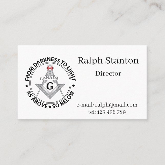 Canada freemasonry sign business card (Front)