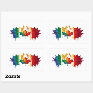 Canada Gay Pride Rainbow Flag Maple Leaf LGTBQ Rectangular Sticker