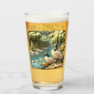Canada Geese Amidst the Weeping Willows  Glass