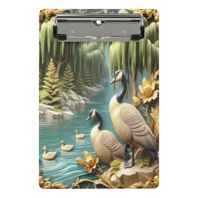 Canada Geese Amidst the Weeping Willows  Mini Clipboard (Front)