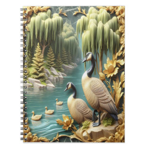 Canada Geese Amidst the Weeping Willows Notebook