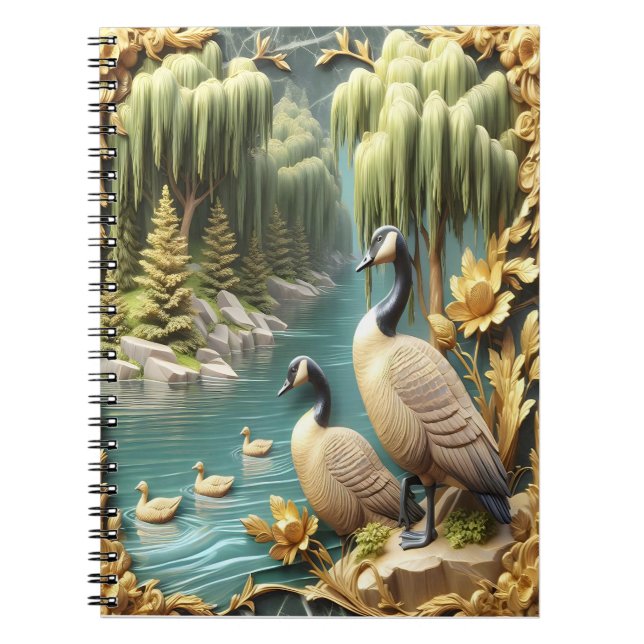 Canada Geese Amidst the Weeping Willows  Notebook (Front)