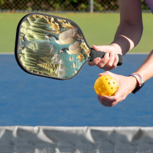 Canada Geese Amidst the Weeping Willows Pickleball Paddle