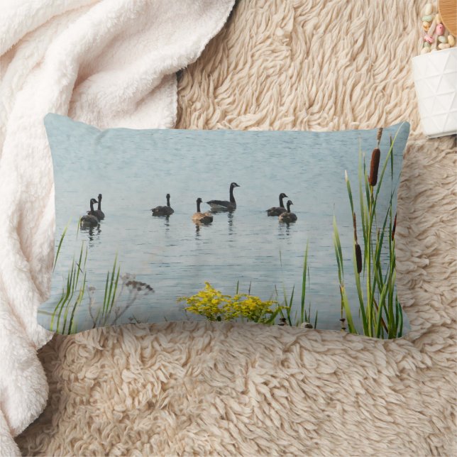 Canada Geese And Cattails Lumbar Cushion (Blanket)
