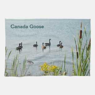 Canada Geese And Cattails Tea Towel