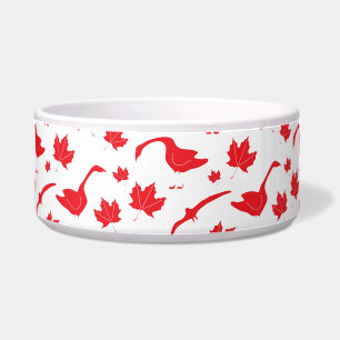 Canada Geese and Maple Leaves - Canadian flag red.