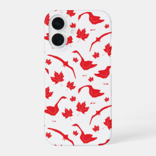 Canada Geese and Maple Leaves - Canadian flag red. iPhone 16 Case