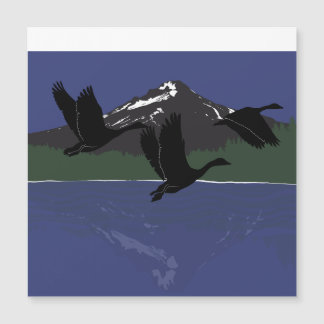 Canada Geese Flying Over Mountain Lake Wilderness