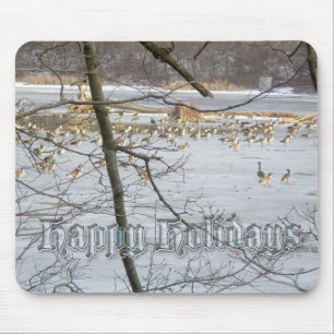 Canada Geese Happy Holidays Mousepad