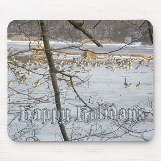 Canada Geese Happy Holidays Mousepad (Front)