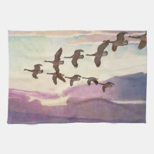 Canada Geese in Spring by Newell Convers Wyeth Tea Towel