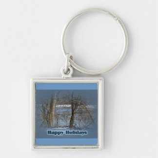 Canada Geese on Green Lane Reservoir Happy Holiday Key Ring