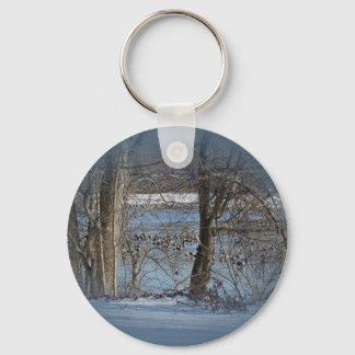 Canada Geese on Green Lane Reservoir Key Ring