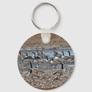 Canada Geese on Green Lane Reservoir Key Ring
