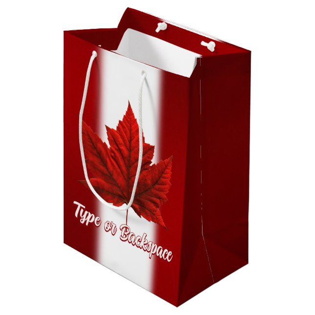 Canada Gift Bags Personalise Maple Leaf Gift Bag (Front Angled)
