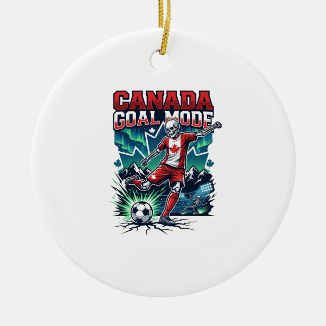 Canada Goal Mode Skeleton Striker Nations Dynamic  Ceramic Ornament (Front)