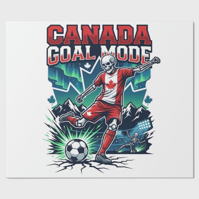 Canada Goal Mode Skeleton Striker Nations Dynamic  Wrapping Paper (Flat)