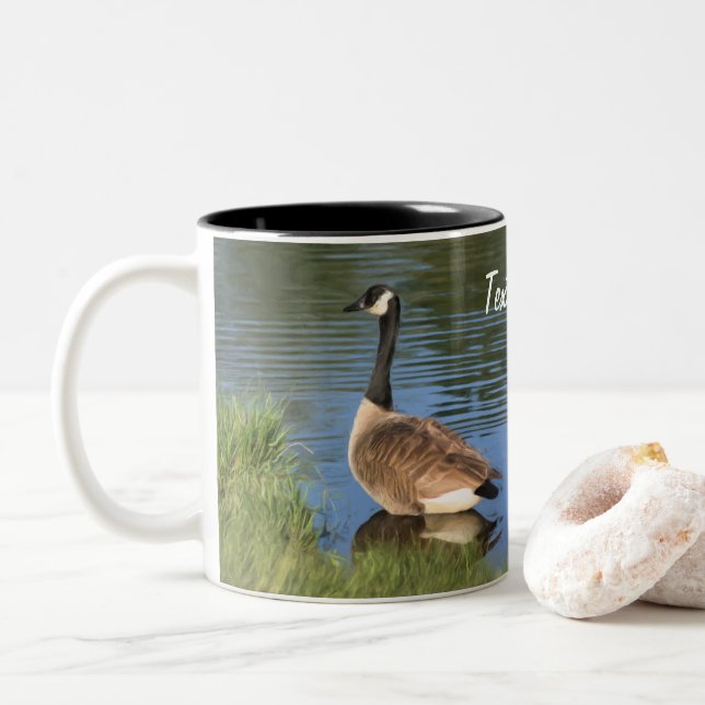Canada Goose Animal Art Personalised Two-Tone Coffee Mug (With Donut)
