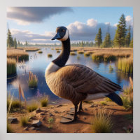 Canada Goose in Tranquil Wetlands
