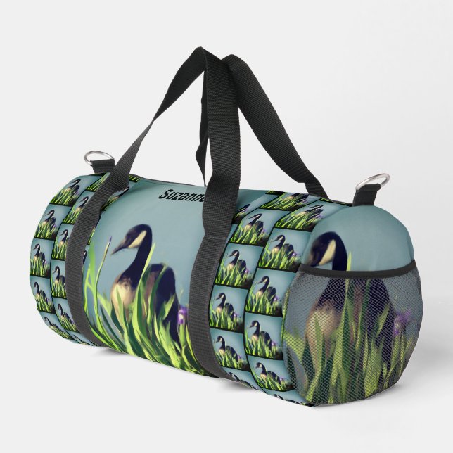 Canada Goose Irises Painting Personalised Duffle Bag (Right Corner)