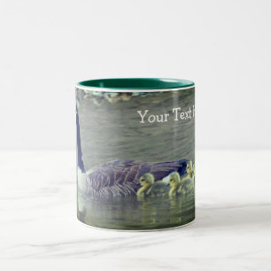 Canada Goose Mum Babies Wildlife Personalised Two-Tone Coffee Mug