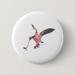Canada Goose Playing Hockey 6 Cm Round Badge