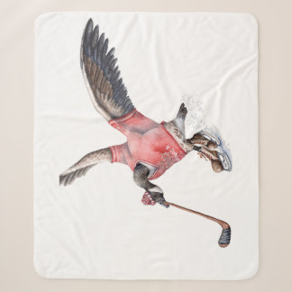 Canada Goose Playing Hockey Sherpa Blanket