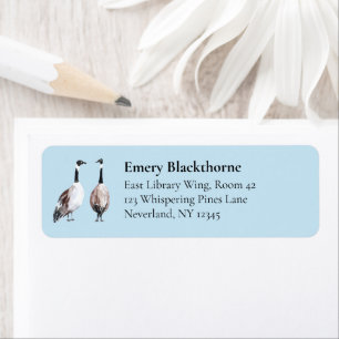 Canada Goose Vintage Blue Hand-Drawn Bird Address Return Address Label