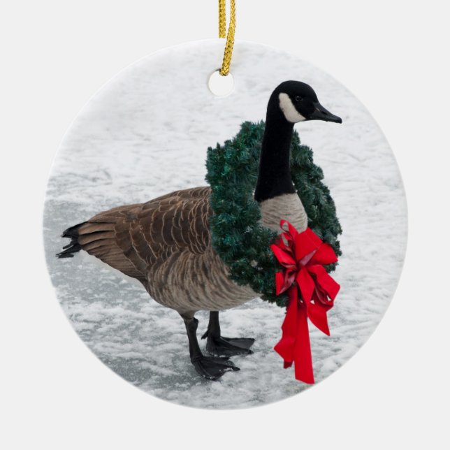 Canada Goose with Wreath ornament (Front)