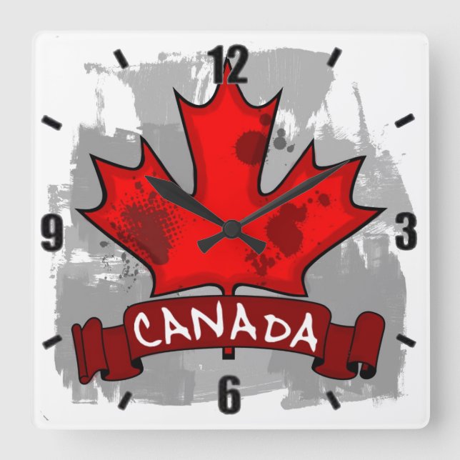 Canada grunge maple leaf wall clock (Front)