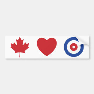 Canada heart curling bumper sticker