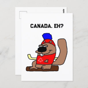 Canada Hockey Beaver Funny Canuck Cartoon Postcard