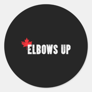 Canada Hockey Elbows Up Canadian Maple Leaf Men Bo Classic Round Sticker