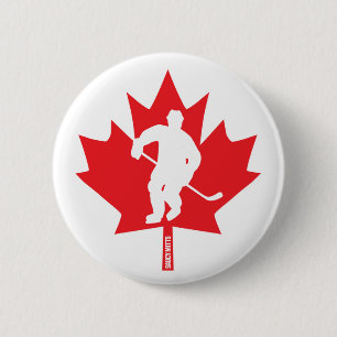 Canada Hockey Player Maple Leaf Player Flare 6 Cm Round Badge