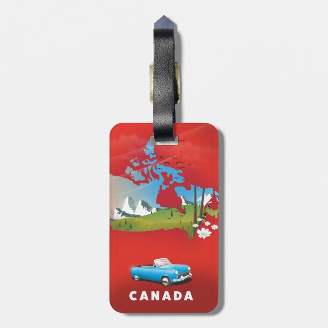 Canada illustrated travel print. luggage tag (Back Vertical)
