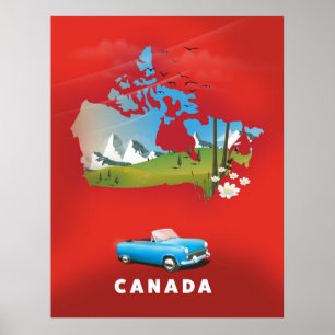 Canada illustrated travel print. poster