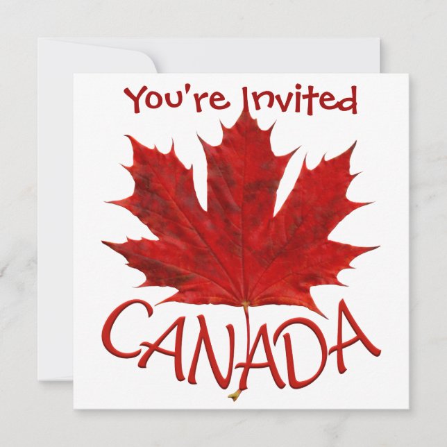 Canada Invitations Personalised Canada Flag RSVP (Front)