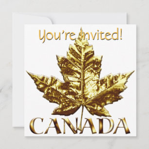 Canada Invitations Personalised Gold Canada RSVP