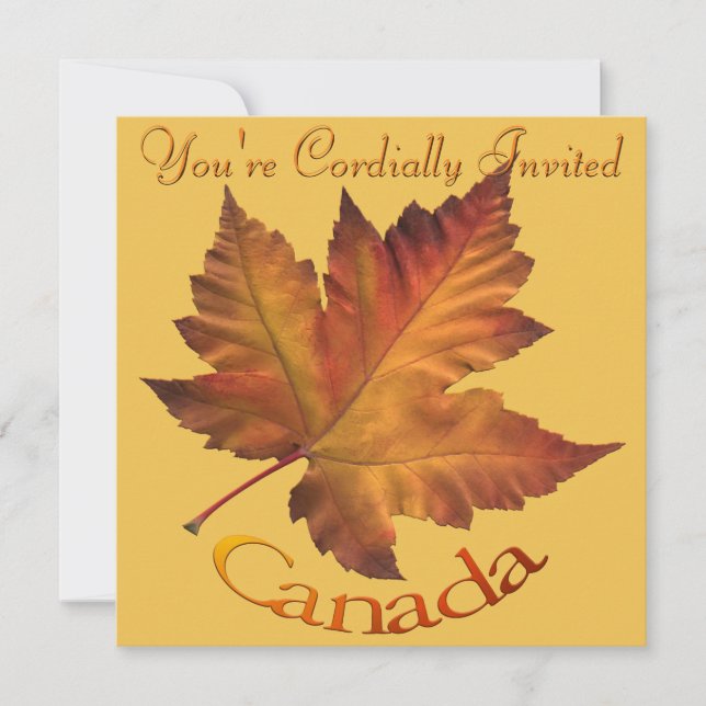 Canada Invitations Personalised Maple Leaf CN RSVP (Front)