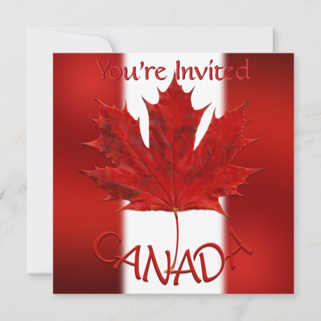 Canada Invitations Personalised Maple Leaf CN RSVP (Front)