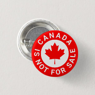 Canada is not for sale red maple leaf custom text 3 cm round badge