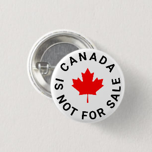 Canada is not for sale red maple leaf custom text 3 cm round badge