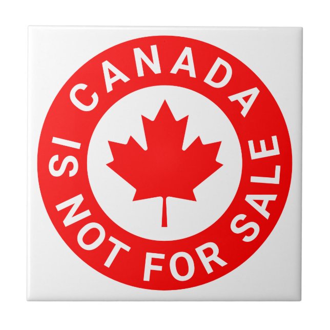 Canada is not for sale typography red maple leaf ceramic tile (Front)