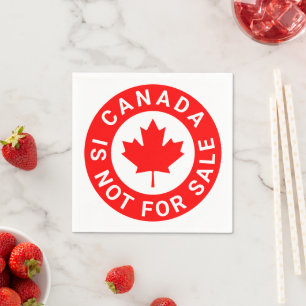 Canada is not for sale typography red maple leaf napkin