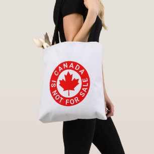 Canada is not for sale typography red maple leaf tote bag